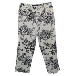 Tribal Pants Womens 8 White Dress Pants Floral Stretch Casual Office Summer